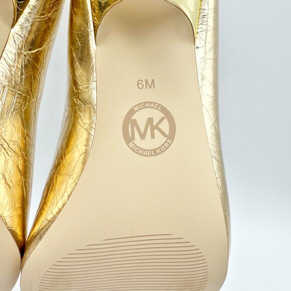 Michael Kors Womens Luna Mid Pumps US 6M EU 36.5 Gold Leather NIB - Picture 12 of 12